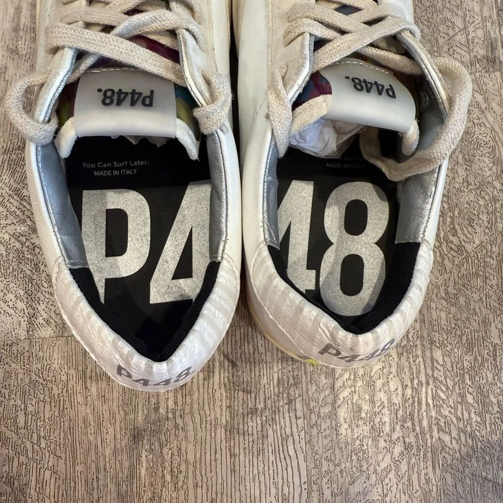 P448 Distressed Style Sneakerswith Neon Yellow Accents - Picture 5 of 11